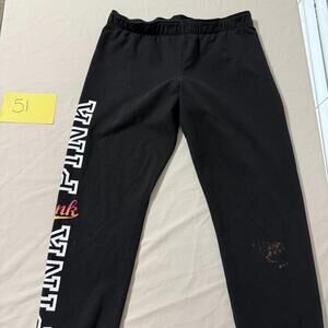 Pink Black Sweatpants with Side Logo Print Size Medium